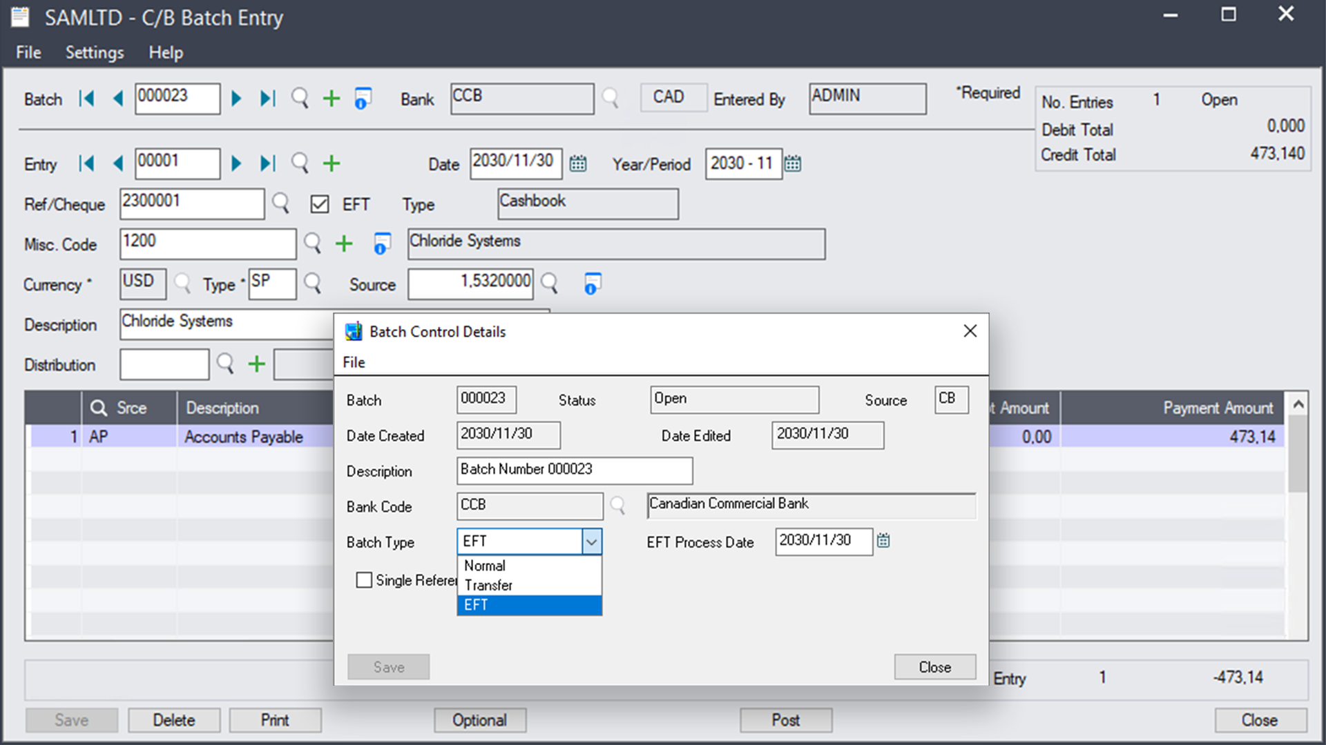 Creating an EFT Batch